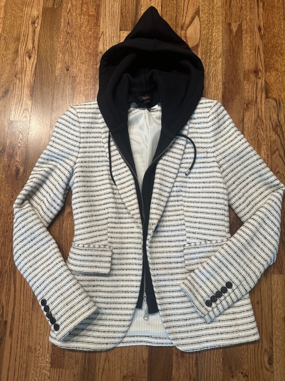 Veronica Beard Tweed Striped Single-Button Blazer Dickey Size 0